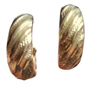 Goldtone Textured Hoop Earrings
